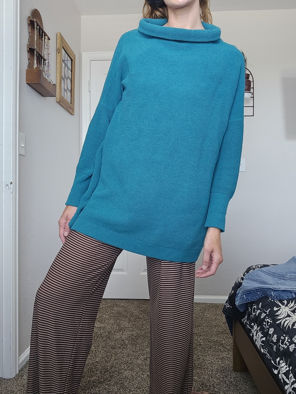 Free People Wide-Leg Pants in Brown Stripe